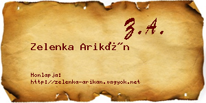 Zelenka Arikán névjegykártya